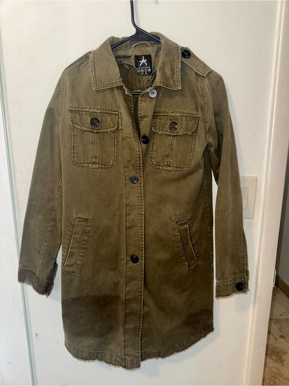 Atmosphere Olive Green Utility Jacket with Chest Pockets